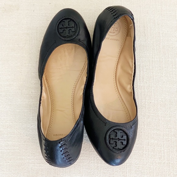 Tory Burch Black Leather Ballet Flats 7.5 ❤️❤️ - Picture 4 of 5